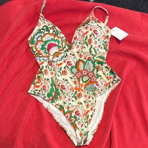 Gibson Floral Swimsuit with Red and Green Accents